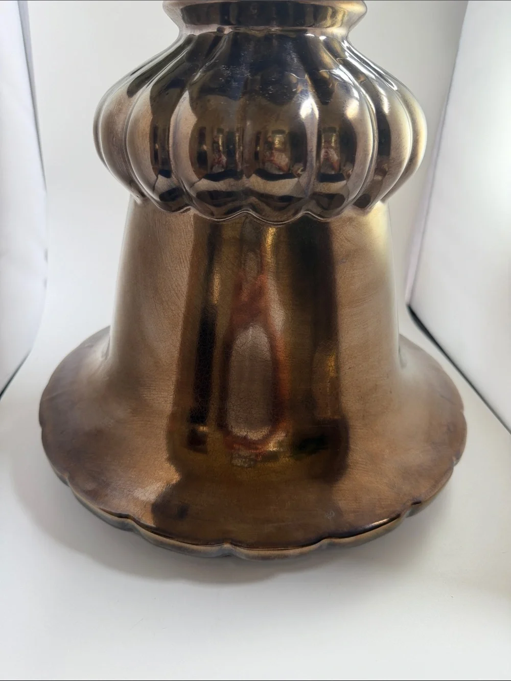 Bronze Crackle Glaze Vase, Planter Haeger Floral Line 16”